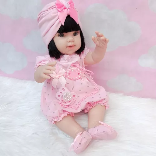 Bebê Reborn Realista Princesa Rosa 55cm + Enxoval Completo
