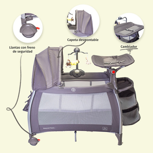 Cuna Corral Para Bebé Aeiou C96-a Con Colchón Memory Foam