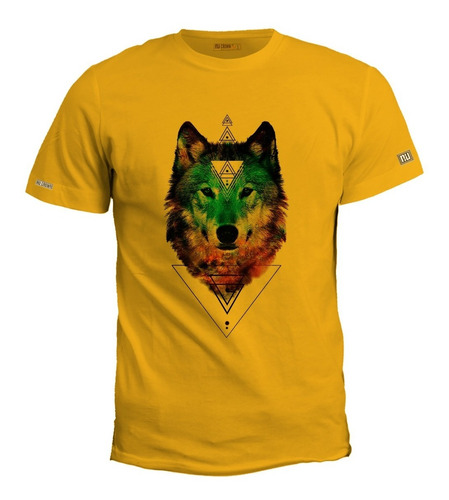 Camiseta Estampada Lobo Triángulo Arte Hombre Inp Irk