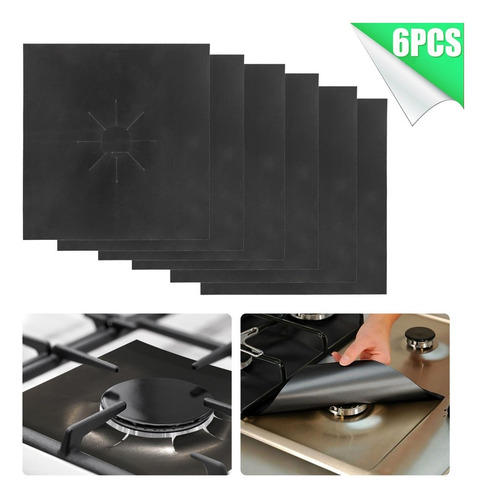 Imagen 1 de 7 de Protector Estufa Quemador Parrilla 6 Pzs Reutilizable Beegen