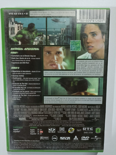 Dvd Hulk (hulk) (2003) Edición Especial 2 Discos Eric Bana (Usado)