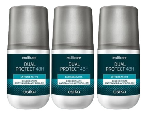 3 Desodorantes Roll On Dual Protect Ésika 48 Hrs Protección