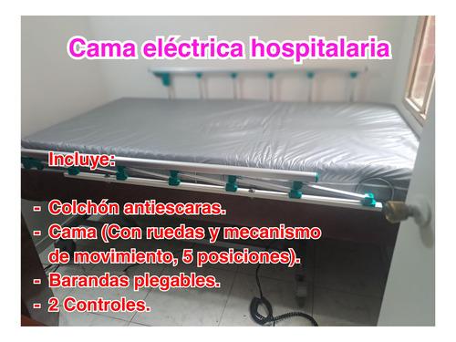 Cama Eléctrica Hospitalaria (5 Posiciones) + Colchón 