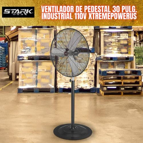 Ventilador De Pedestal 30 PuLG 110v 3 Velocidades Industrial Estructura Negro Aspas Plata Diámetro 30 Frecuencia 60 Hz Material De Las Aspas Metalicas