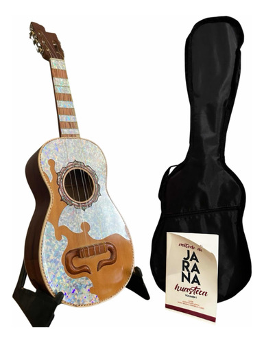 Jarana Acústica Con Mica Plateada Funda Y Método De Jarana