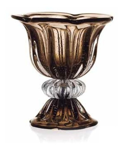 Vaso Cachepot Cristal Murano Marrom 34x33cm Molinari Sao Ma1