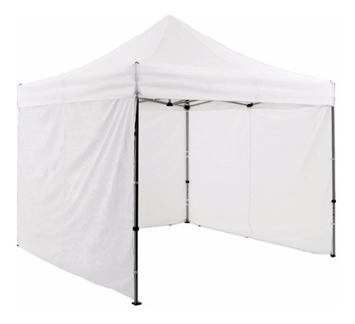 Gazebo Blanco Plegable Refozado  3x3 Con 3 Paredes Blancas