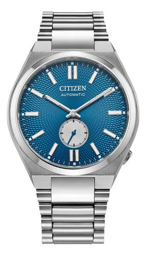 Reloj Citizen Tsuyosa Small Second Automatico Correa Plateado Bisel Plateado Fondo Azul