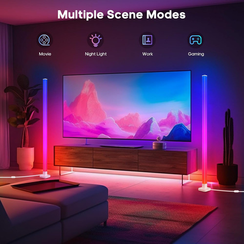 Lámpara De Pie Rgb, Lámpara De Pie Led De Esquina De 63 PuLG