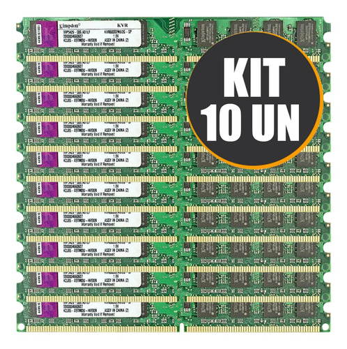 Imagem 1 de 4 de Kit Com 10 Memória Kingston Ddr2 2gb 800mhz Desktop