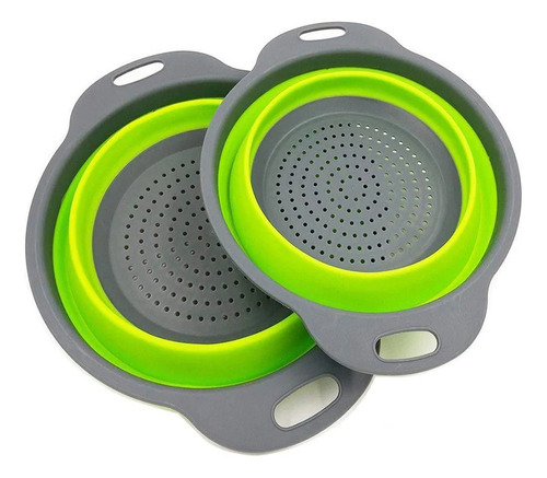 Escorredor De Alimentos Silicone Retrátil Tl Cor Verde e vermelho