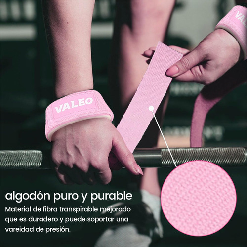 4 Pares Straps Muñequera Gym Crossfit Pesas Lifting Fitness Rosa