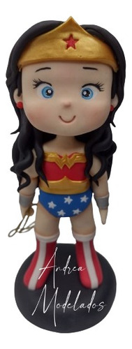 Mujer Maravilla Adorno De Torta  Porcelana Fría Wonder Woman