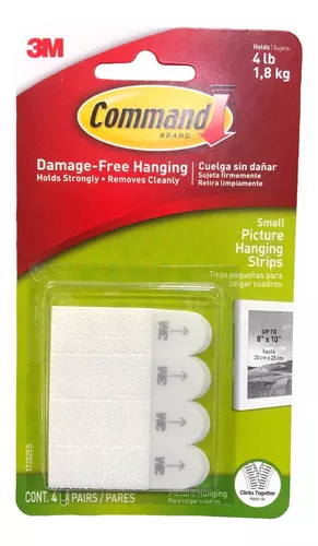 Tiras para Colgar Cuadros Command®, Medianas, Blancas, 4 Pares