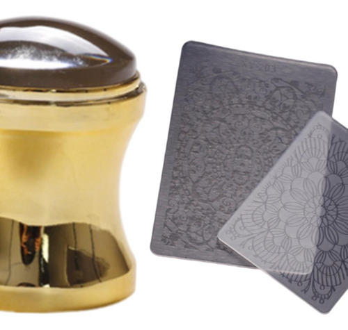 3 Nail Art Stencils Silicona Stamper Scraper Set Tool Para