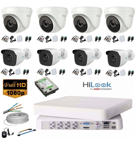 Kit 1080 Hikvision Hilook Dvr 8ch + 8 Camara Seguridad + D.d