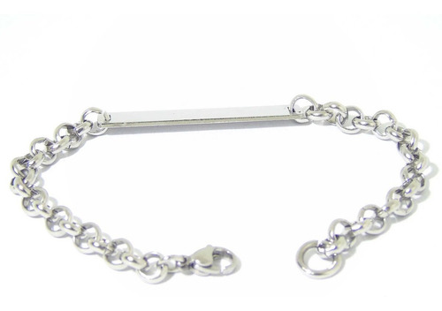 Pulsera Acero Personalizada Identidad Bebe Niño 14-16cm Diámetro 1 cm Largo 15 "