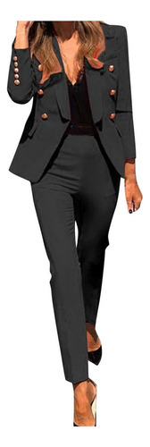 Traje De Mujer Plain Costume Pants Long Sleeve Elega .