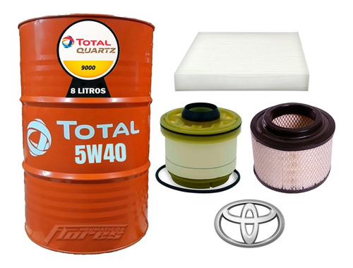 Cambio Aceite Total 5w40 + Kit Filtros Toyota Hilux 2500 Td