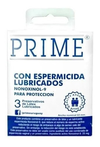 Preservativos Prime® Espermicida X 3 Unidades