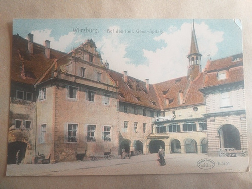 Alemania Antigua Postal Wurzburg Hof Des Heil Geist-spitals