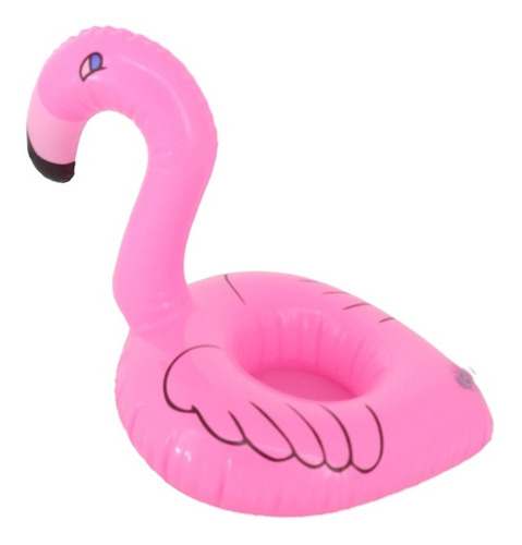 Imagem 1 de 1 de Bóia Porta Copo Inflável Flamingo + Copo + Canudo Decorado