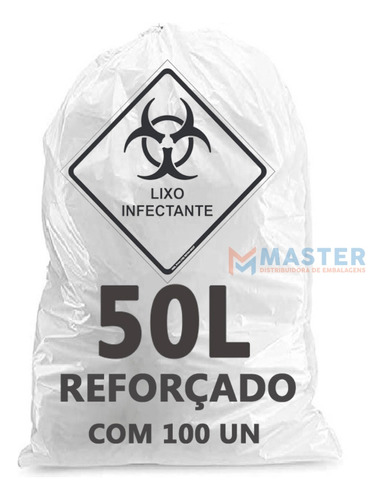 Sacos Para Lixo Hospitalar Infectante 50 Litros - 100 Und