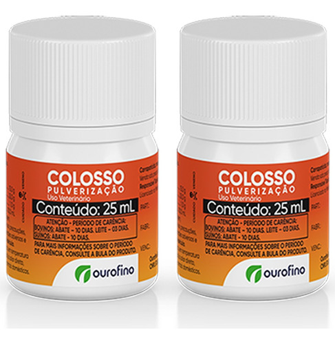 Colosso 25ml Mata Pulgas Carrapatos Bernes E Moscas Kit 02un