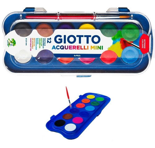 Acuarela Giotto 12 Colores Mini Pastillas De 23mm + Pincel