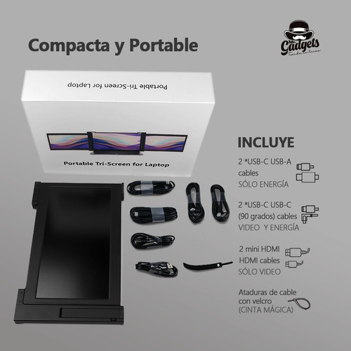 Imagen 7 de 10 de 2 Pantallas Para Laptop Portátil Doble Monitor 13,3'' 1080p