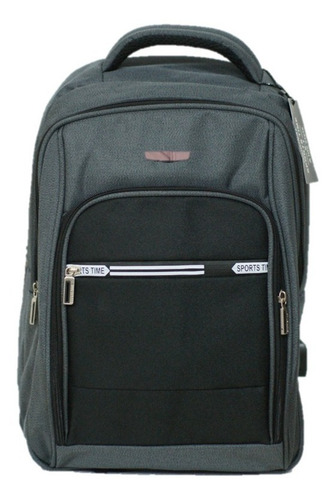 Mochila Notebook Laptop Usb Sports Time 2866 Color Negro