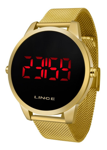 Imagem 1 de 1 de Relogio Lince Masculino Digital Mdg4586l Pxkx Aço Dourado