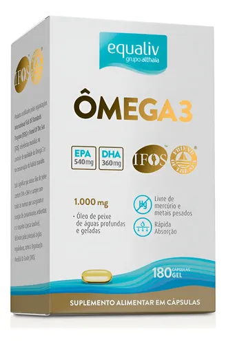 Ômega 3 1000mg 180 Cápsulas Gel - Equaliv Fish Oil Sabor Sem Sabo...