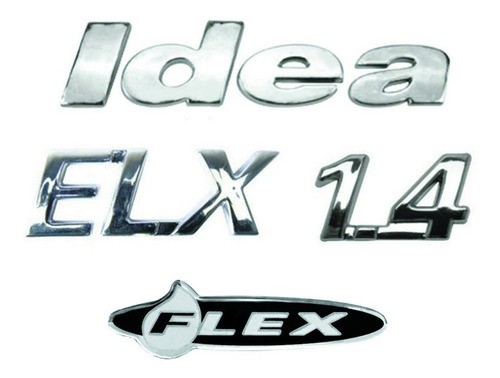 Imagem 1 de 5 de Kit Emblemas Idea Elx 1.4 Flex + Brinde