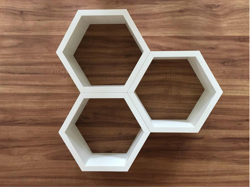 Nicho Colmeia Hexagonal 35x30x10cm Branco Para Decoração Mdf