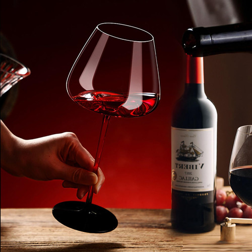 Llessoo Juego De 4 Copas De Vino Tinto Grandes Sopladas