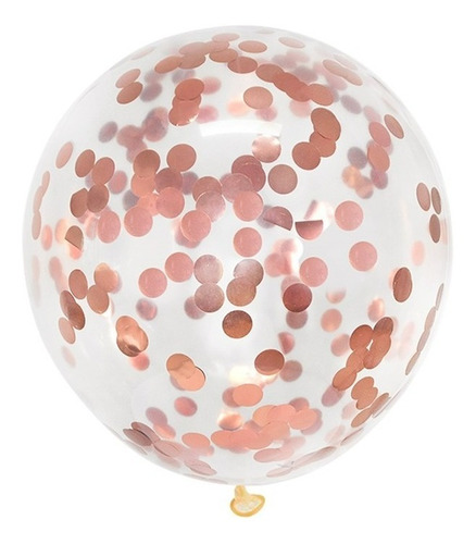 Kit C/ 20 Balão Bexiga Cristal C/ Confete Arranjo Festa Cor Rose gold