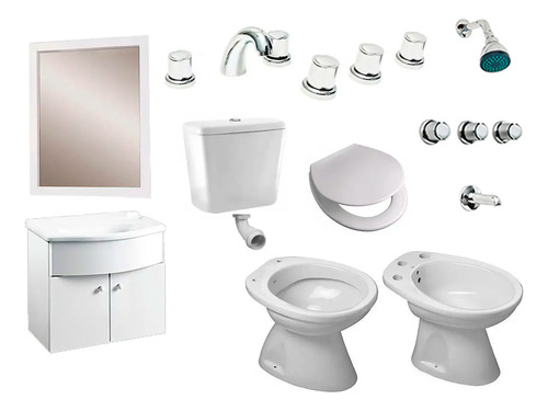 Combo Baño Completo Griferias Inodoro Vanitory Colgante 6 P