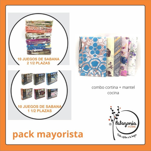 Pack Mayorista 20 Juegos De Sabana+ 15 Sets Cortina + Mantel