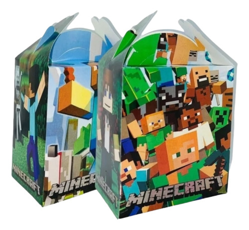 Minecraf Fiesta 50 Cajas Dulceras Bolo Recuerdo Pixeles 