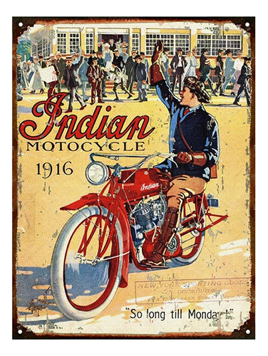 Cartel De Chapa Publicidad Antigua Indian 1916 M241