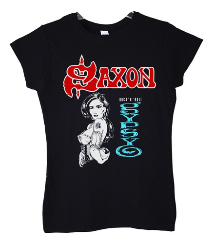 Polera Mujer Saxon Rock And Roll Gypsy Metal Abominatron