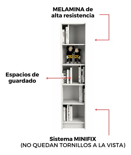 Estanteria Biblioteca Chica Abierta Melamina Color Nevado Everest