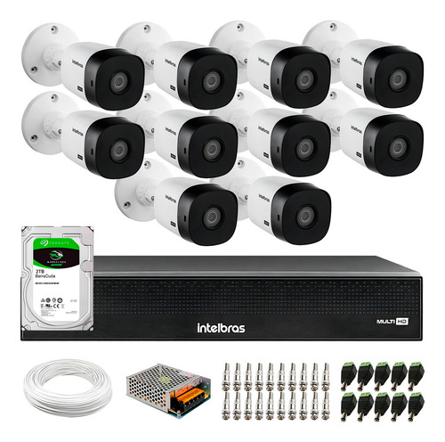 10x Câmeras Vhd 1530b Ir Intelbras + Dvr 3016c + Hd 2tb