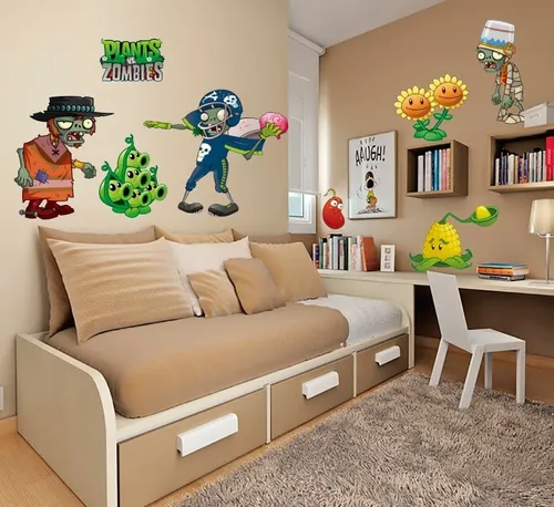 comprar Vinil Decorativo Plantas Vs Zombies 03. Calcomanía De Pared