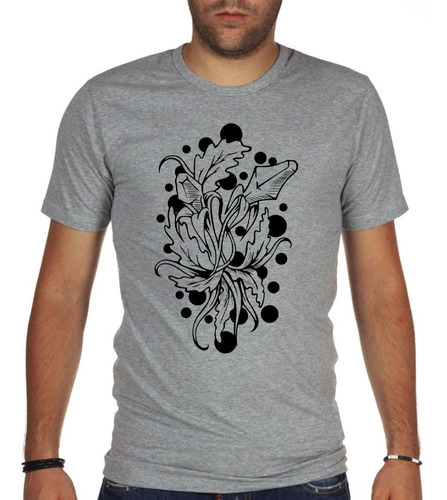 Remera De Hombre Tattoo Petalos Flores Ramas Hojas