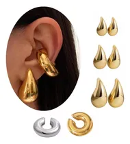 Comprar Set Aros Caravanas Gota Agua + Gancho Moda Chunky Tendencia