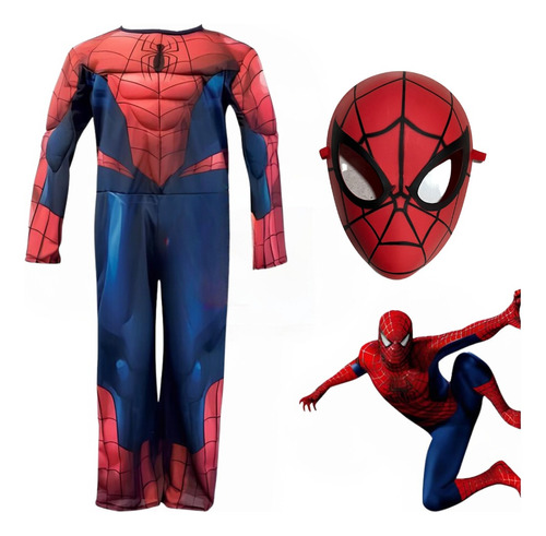 Spiderman Disfraz Niño Con Músculos Y Máscara