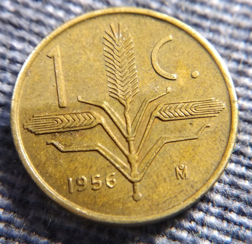Moneda Un Centavo Espiga 1956, En Bronce 16mm. (Usado)