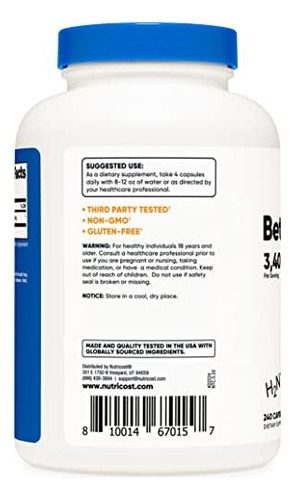 Cápsulas Nutricost Beta-alanina 3400mg, 240 Cápsulas (60 Se